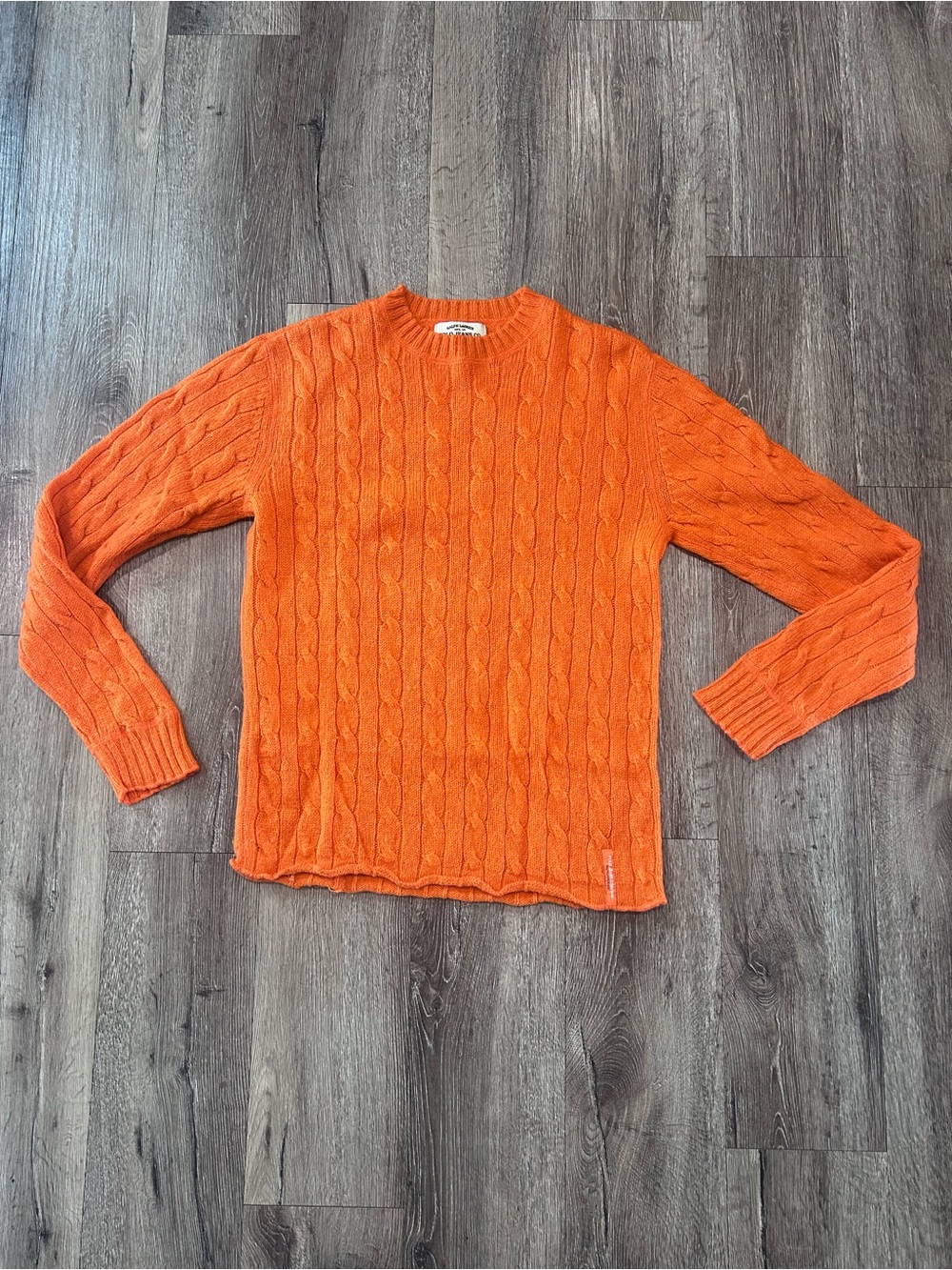 Vintage Ralph Lauren Orange Cable Knit Crewneck Sweater Size S
